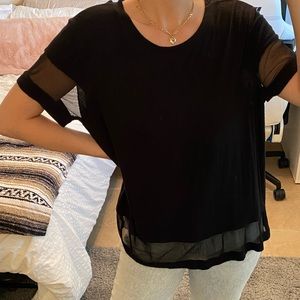 Oversized T-shirt with sheer accents